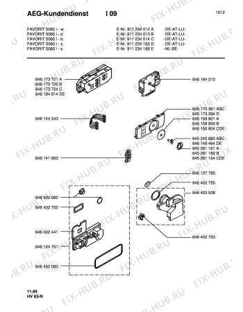 Схема №1 FAV5060I-B с изображением Ручка регулировки (кнопка) для электропосудомоечной машины Aeg 8996461737208